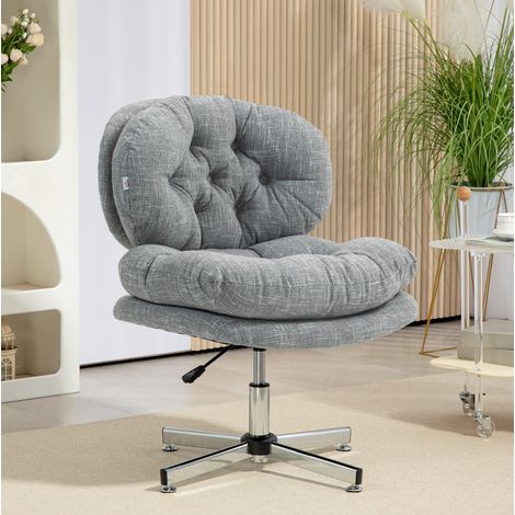 Silla de oficina de poliéster gris 65 x 65 x 84-94 cm, asiento acolchado 18,5 cm, función balancín, altura regulable (1/5)