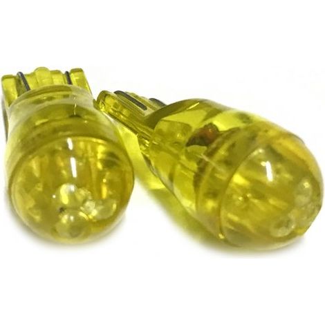 Coppia 2 Lampade Led T10 Con 3 Led F3 Colore Giallo Yellow 12V 0,2W