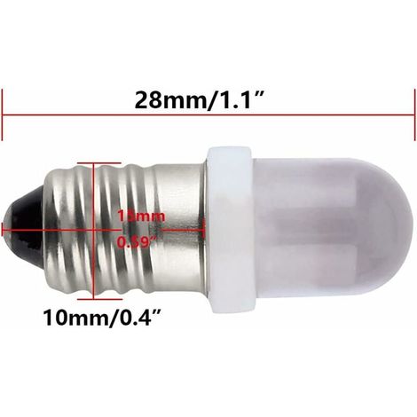 10 ampoules LED E10 6V, lumière blanche froide, 6000K (1/3)