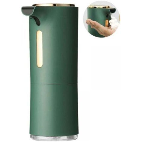 Wall-mounted automatic soap dispenser, XU, Suitable for kitchen and bathroom, 300 ml, Adjustable size (green) (1/4)