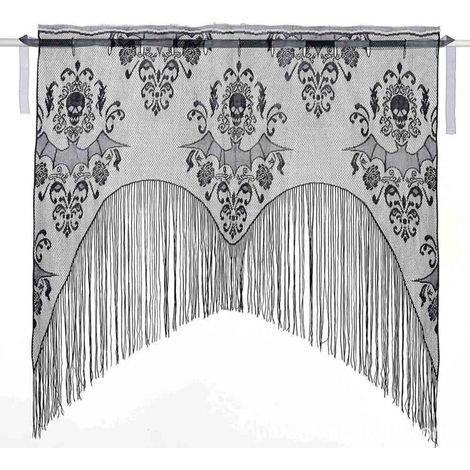 6 Pcs Halloween Dentelle Crâne Fenêtre Rideau- Noir Gland Rideau De Porte pour Halloween Décorations De Fête À La Maison, Fournitures De Fête D'Halloween (1/5)