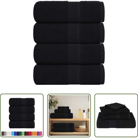 vidaXL Frottiertücher - Gästetücher FROGN 4 Stk. Schwarz 30x50 cm 360 g/m² (1/5)