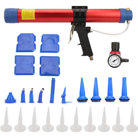 Pistolet à mastic pneumatique 600 ml pistolet à air comprimé à colle souple outil à main pneumatique avec jauge de vitesse pour la décoration (1/3)