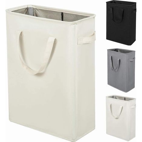 Cesto de ropa largo y plegable con asas, 45 L, beige (1/5)