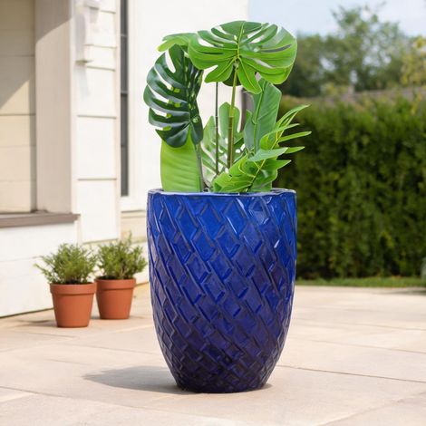 Pot de fleurs en céramique bleu roi 42 x 54 cm 42 x 42 x 54 cm (1/5)