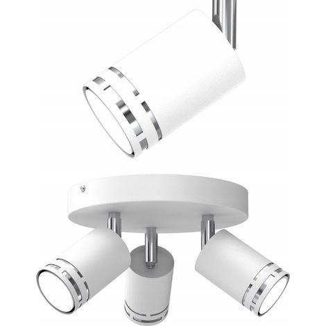 DECKENLEUCHTE WEISS CHROM BEWEGLICHE LED GX53 POLISH SPOT REFLEKTOR