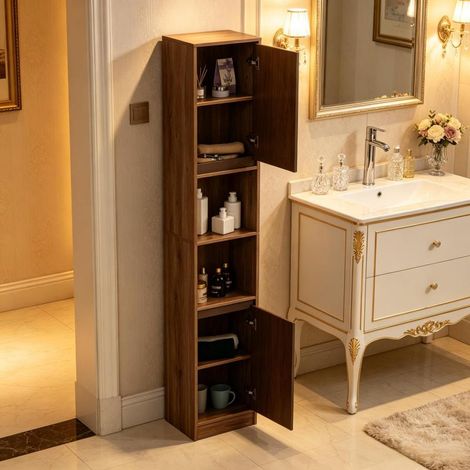 Armoire de rangement haute, armoire de rangement étroite pour salle de bain, armoire de rangement mince pour la maison (armoire de rangement uniquement) (1/5)