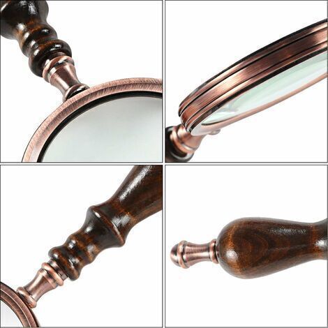 Loupe 10 x en cuivre antique avec poignée en bois et verre véritable, meilleure loupe de lecture pour personnes âgées, dégénérescence maculaire