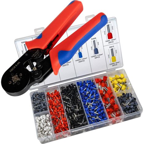 Aderendhülsen Sortiment 1200 teilig mit Crimpzange im Set 0.25-10 mm² (1/5)