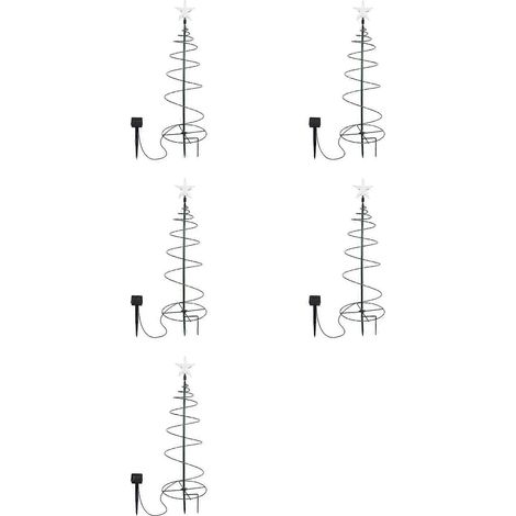 Lot de 5 guirlandes lumineuses solaires LED étanches pour sapin de Noël, jardin, terrasse ou allée. Lumières multicolores. (1/2)