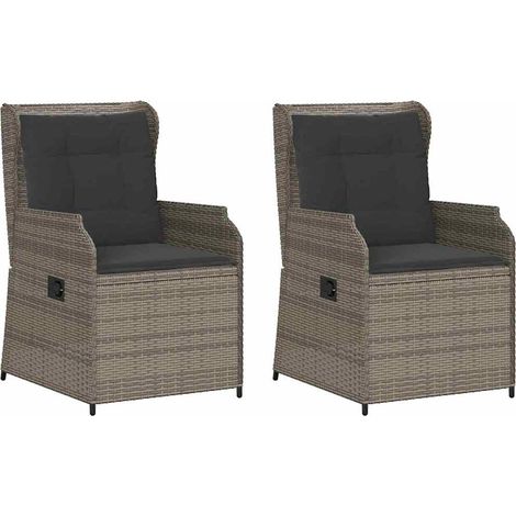 Banc de jardin,Banquette de jardin,Chaise avec coussin 2 pcs Gris Poly rotin CFW88433 (1/5)