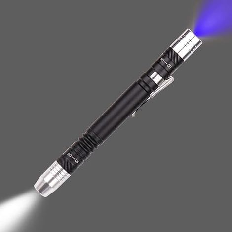 Mini lampe de poche UV 395nm Stylo de test UV 2 en 1 Source de lumière avec pince stylo Lampe de poche noire (1 pièce) (1/5)