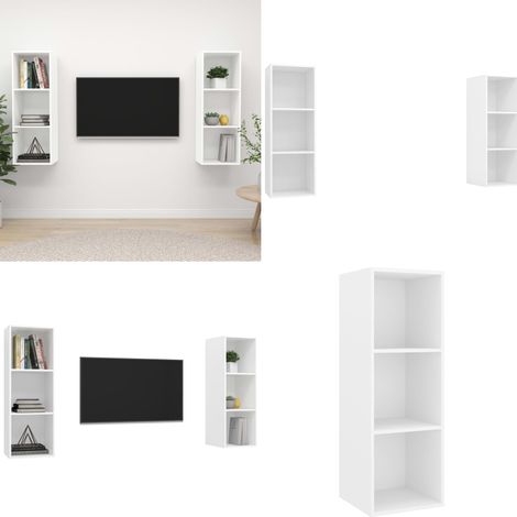 Muebles de salón de pared 2 uds madera ingeniería blanco - Muebles de pared - Muebles de salón