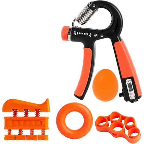 Ensemble de cinq pièces pour l'entraînement des poignets, couleur orange. (1/5)