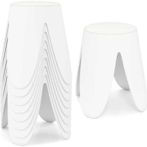 Set di 8 sgabelli impilabili 45 x 45 x 46 cm comodi e portatili moderni in pp bianco 200017735