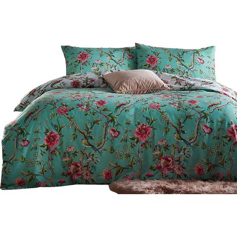 Vintage Chinoiserie Housse de Couette et taie Set, Polycoton, Jade, Célibataire (1/4)