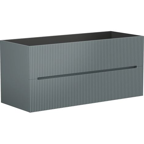 Meuble sous vasque suspendu strié gris - 120 cm - PAVANI (1/5)
