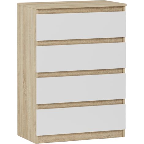 Schlafzimmerkommode mit Schubladen, Sonoma Mix Weiß - 98 x 40 x 70 cm - Modern R4 (1/5)