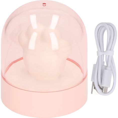 Veilleuse patte de chat mignon rechargeable USB avec musique, lampe douce de chevet pour chambre, rose (1/5)