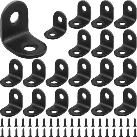 Équerre de Fixation,20 pièces Equerre de Fixation en acier inoxydable,Support d'Angle Droit,Equerre Métal en L à 90 degrés(Noir, 2020 mm) (1/5)