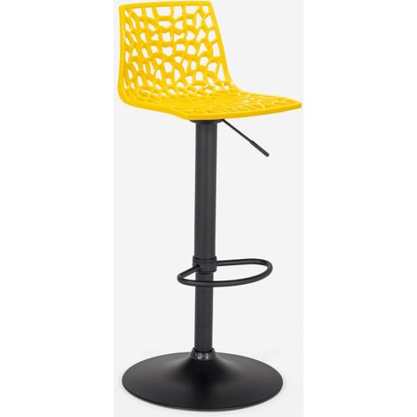 Verstellbarer Barhocker mit mattschwarzer Basis Grand Soleil Spider Matt - Gelb