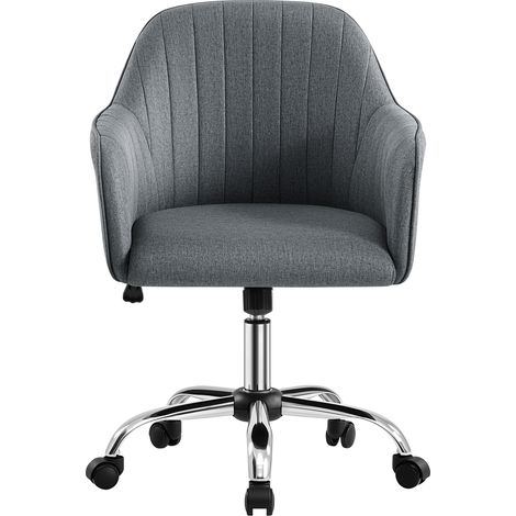 Homevive Silla de Oficina Ergonómica de Tela Sillón Giratorio Acolchado con Ruedas Altura Ajustable para Salón Estudio Dormitorio Gris Oscuro (1/5)
