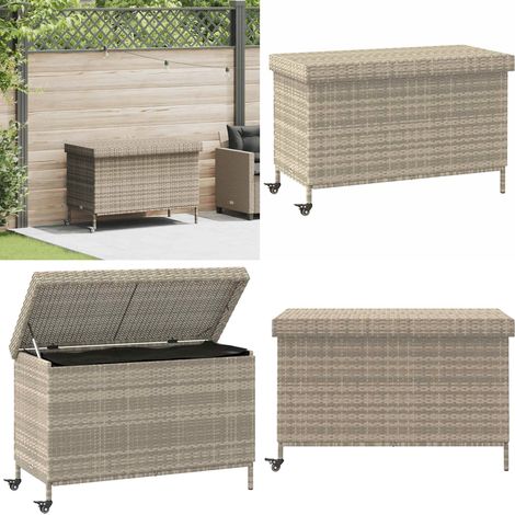 vidaXL Gartentruhe mit Rollen Hellgrau 110x55x73 cm Poly Rattan (1/5)