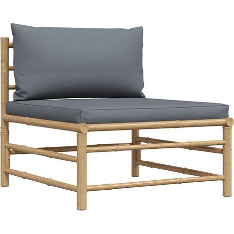 Maison Exclusive - Garten-Mittelsofa mit Dunkelgrauen Kissen Bamb (1/5)