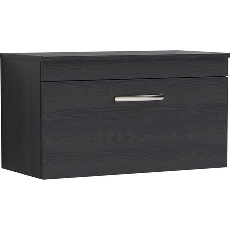 Nuie Athena Wall Hung 1-Drawer Vanity Unit and Worktop 800mm Wide - Charcoal Black (1/5)