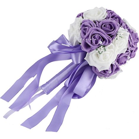 Accessoires de décoration de mariage en PE faits à la main, fleurs artificielles pour banquets de mariage, accessoires violets (1/4)