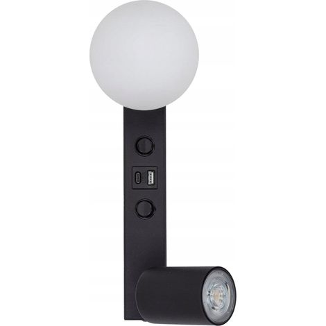 Tk-lighting VOX lampada da parete nera con paralume in vetro