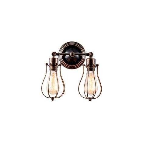 Applique murale industrielle, applique murale vintage, lampe industrielle, applique murale rétro pour loft, cuisine, café, maison, salon et chambre d'hôtel (2 lampes, ampoules non incluses) (bronze hu (1/5)