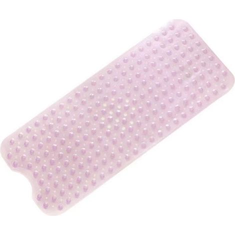 Rutschfeste Badematte, extra lange rutschfeste Duschmatte, maschinenwaschbar, 101 x 40 cm, transparentes Rosa (1/5)