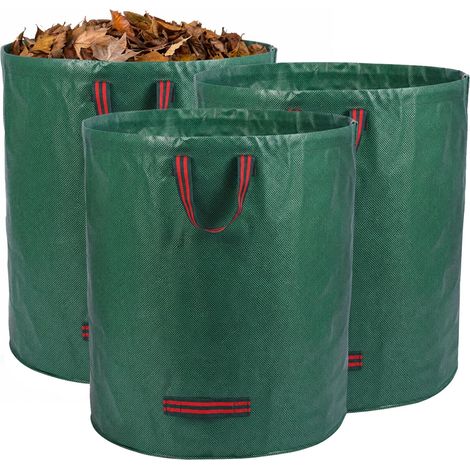 Lot de 3 Sacs à Déchets de Jardin 272L, Sac à Feuilles Réutilisable pour Déchets Verts, Sac de Jardin Pliable et Résistant aux Déchirures pour Ramassage d’Herbe, Feuilles et Débris de Jardin (1/5)