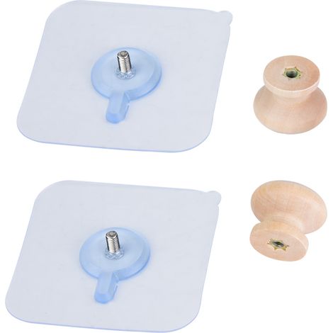 Crochet Mural En Bois Rond - Support Vêtements Chapeaux Sans Perçage - Pour Salon Chambre Couloir - Lot De 2 (1/5)