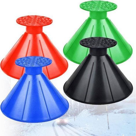 Outil de dégivrage de pare-brise en forme de cône pour chasse-neige (4 pièces) - Bleu + Rouge + Noir + Vert (1/5)