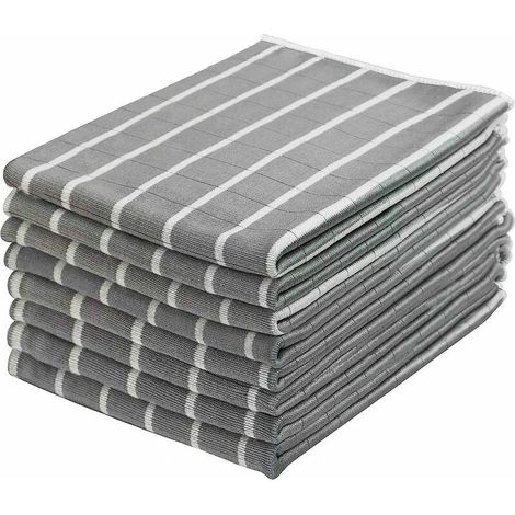 Lot de 8 Torchons de Cuisine en Microfibre de Bambou - Chiffons de Nettoyage Absorbants et Non Pelucheux - pour Verre, Fenêtres et Acier Inoxydable, 40 x 50 cm (Gris) (1/5)