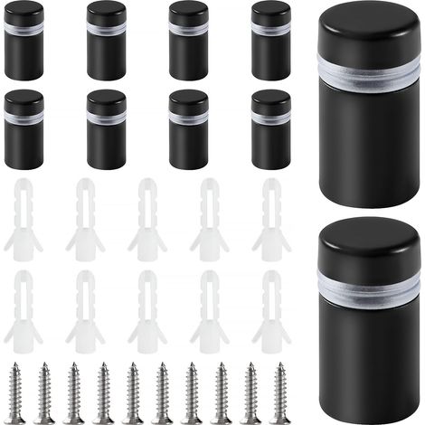 Lot de 10 vis 12×20 mm inox - Entretoises verre - Panneaux d'affichage - Noir (1/5)