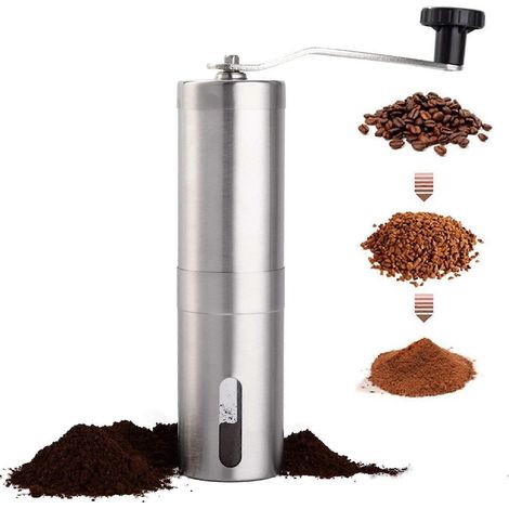 Moulin à café manuel, acier inoxydable, céramique, disque de broyage en céramique, pour expresso, cafetière à piston et café filtre, pour une utilisation à la maison et en voyage.-AquaForge (1/3)