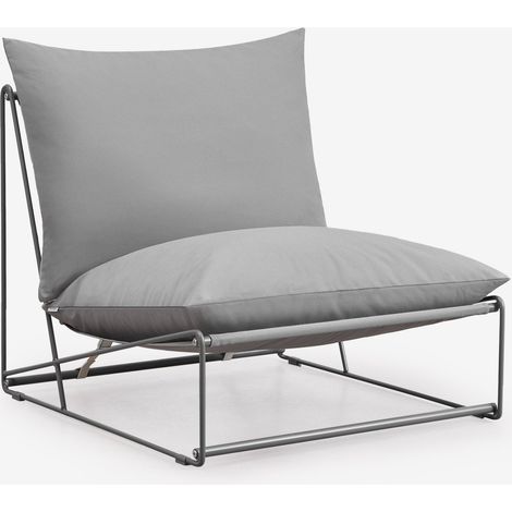 Sklum – Fauteuil de jardin gris – Structure en acier – Coussins déperlants – Dossier rembourré – Dimensions 84x83x92cm – Poids 15,4kg (1/5)