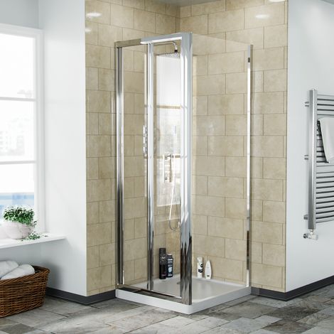Bi-Fold Folding 700 mm Glass Door with Frameless 760 mm Side Panel (1/5)