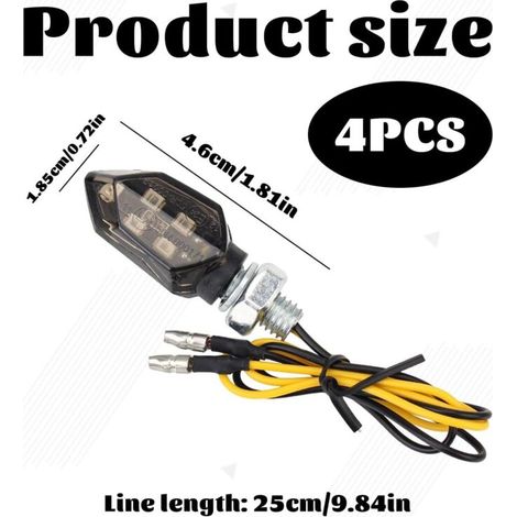 Clignotant Moto, 4 Pièces Clignotant Moto LED Adapté Aux Mot os 12v, Clignota nt Moto Led Homologué (1/3)