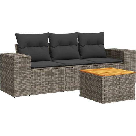 Maison Exclusive - 4-tlg. Garten-Sofagarnitur mit Kissen Grau Pol