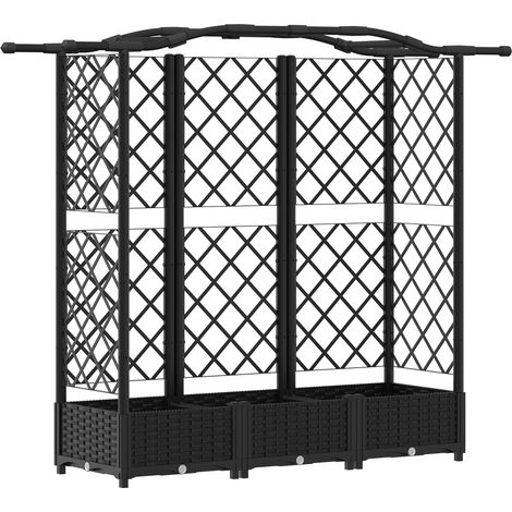 Fioriera da giardino Letto Rialzato con Griglia e Tetto Nero 163 x 40 x 123 cm PP (1/5)