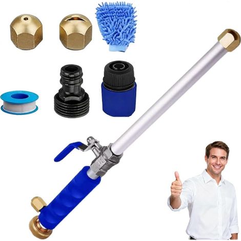 Buse de nettoyage Hydro Blast buse puissante pour nettoyage compatible tuyau d'arrosage bleue (1/5)