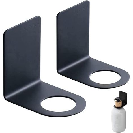 Support Pour Distributeur - En Acier Inoxydable 304 - Fixation Murale Sans Perçage - Pour Savon Shampooing Gel Douche - Lot De 2 (1/5)