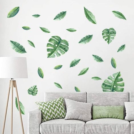 Stickers Muraux Plante Tropical Autocollant Décoratifs Feuilles Verts Décoration Murale Salon Bureau Chambre (1/4)