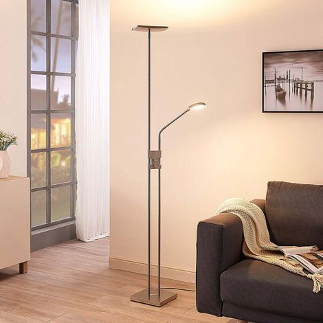 [GEBRAUCHT] B-Ware Lindby Stehlampe Jonne LED dimmbar Leselampe eckig nickel 180cm 15W warmweiß (1/2)