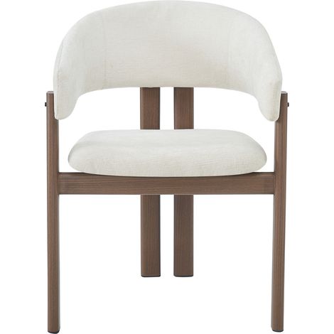 Set di 2 sedie da pranzo in metallo effetto legno noce con tessuto in lino e braccioli (1/5)