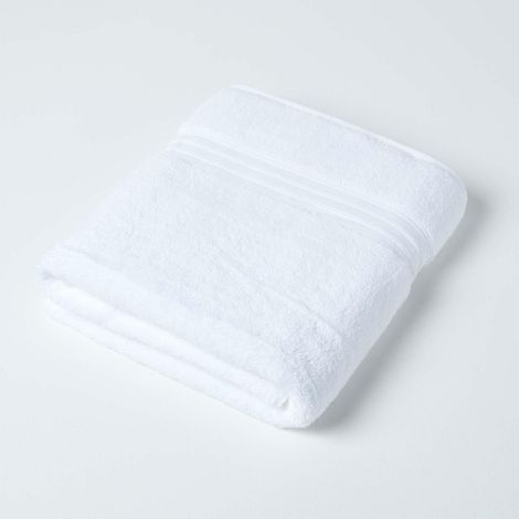 HOMESCAPES Drap de bain 100% coton Pima Blanc, 100 x 150 cm